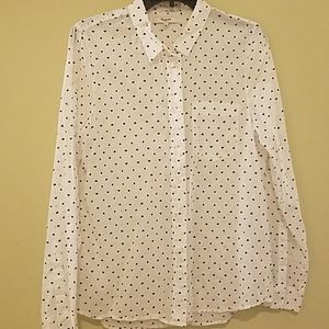 J Crew Madewell 1937 Large black white hearts top